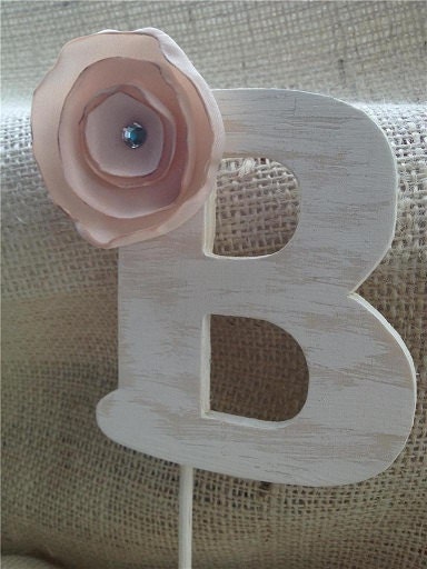 Shabby Chic Rustic Initial Caker Topper Sign Photography Props  Wood Flower Wedding Decorations
