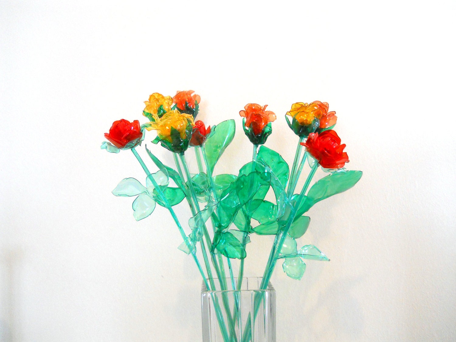 bunch of flower, red, yellow roses, Home decor, gift, bouquet, ECO friendly, floral arrangement, housewares, handmade