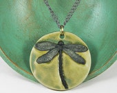 GORGEOUS Enlightened DRAGONFLY Ceramic Necklace / Large Colorful Beads / Handmade / Stunning
