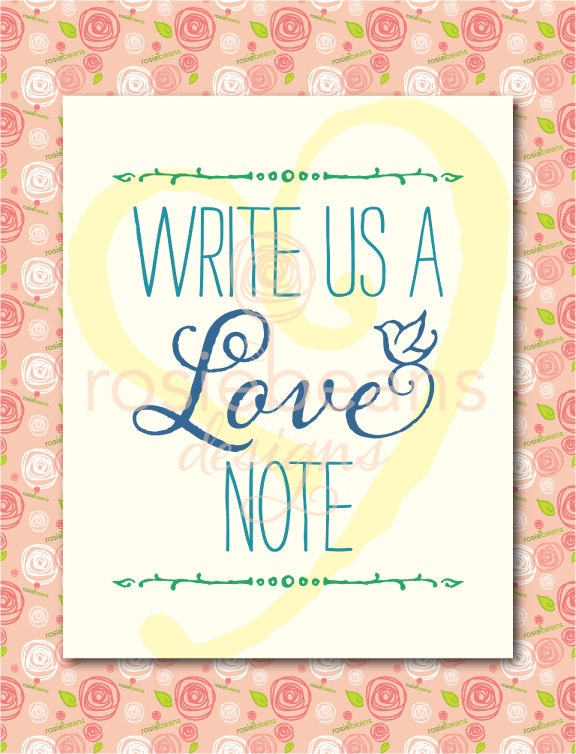 Write Us a Love Note Wedding Print 5x7 - FREE SHIPPING