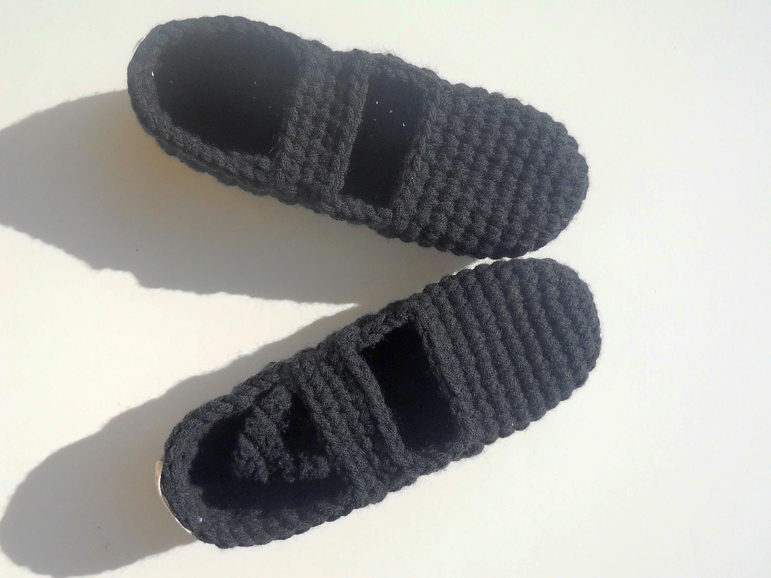 Sale Two Dollar OffsCrochet Mary Jane Slippers for Women in Black US Shoe Size 8-9