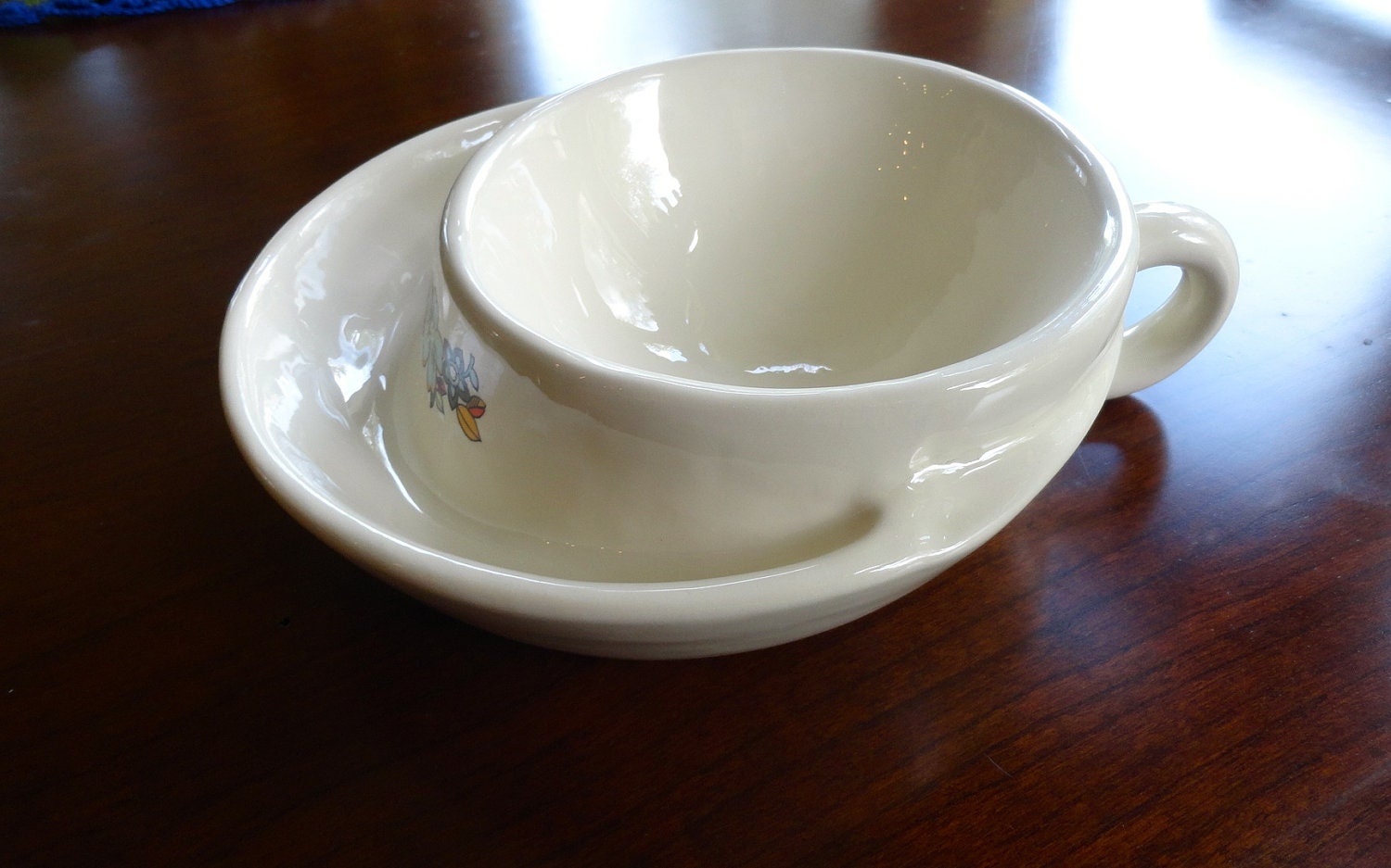 Vintage Soup and Cracker Bowl Mug with Handle