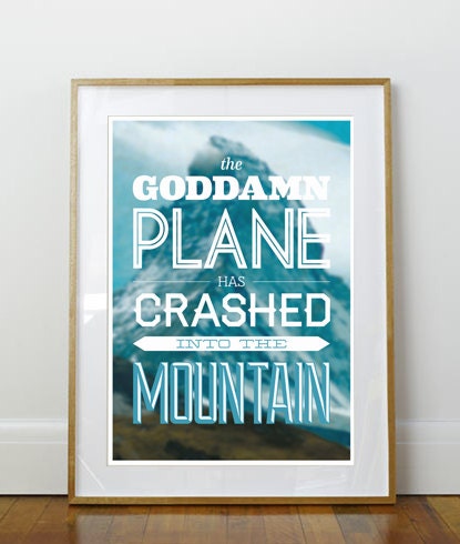 The Big Lebowski, Crashed into the Mountain Poster A3 or to fit Ikea Ribba Frame 390 x 290mm