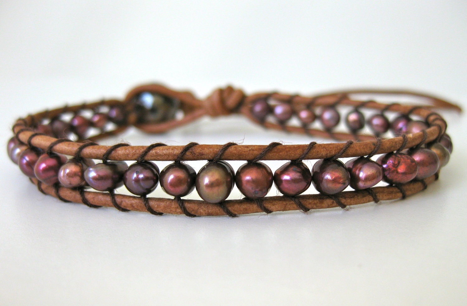 Pearl leather wrap bracelet