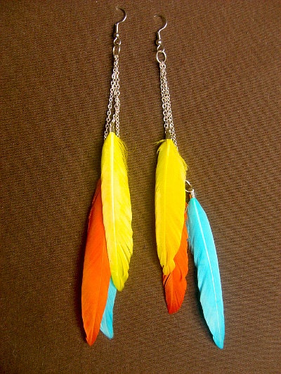 Tropical feather earrings