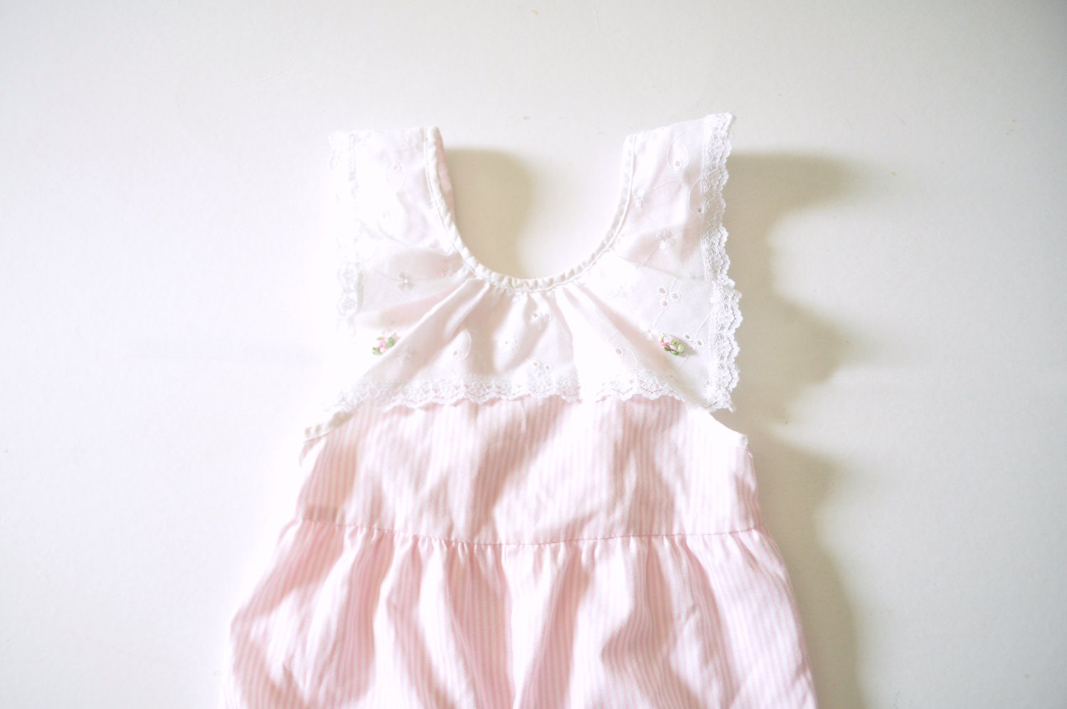Vintage Baby Girl Pink Overall Romper 3/6 Mos - LittleBlueHouseMod