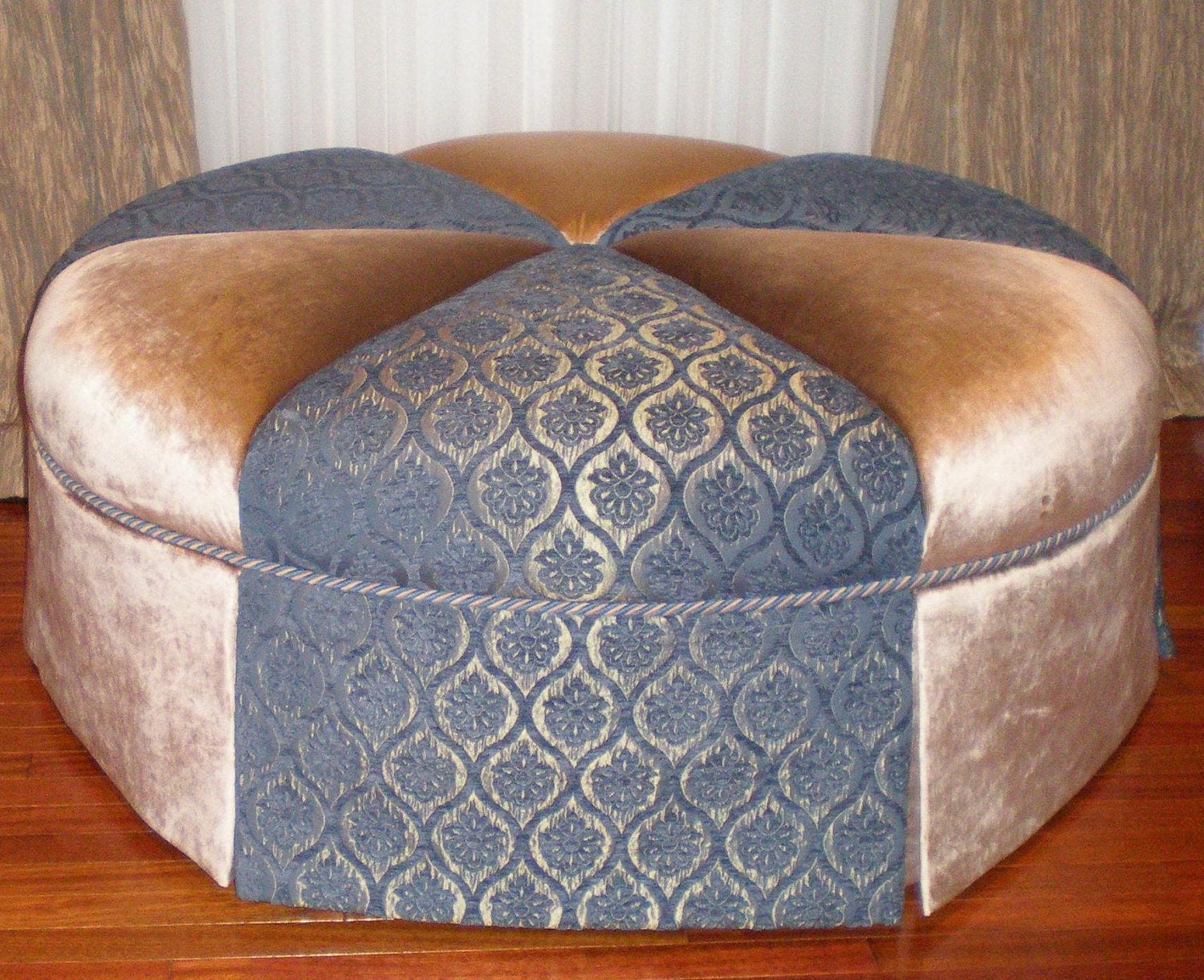 Custom Made Traditional Round Channeled top ottoman