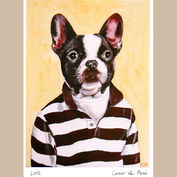 Digital Print Mixed Media Illustration Print Art Poster Acrylic Painting Kids Decor Drawing Illustration Gift : Sporty Frenchie COCKTAILZOO
