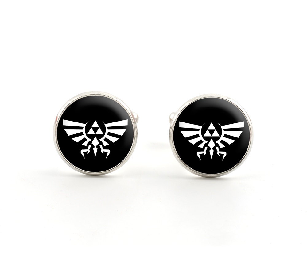 Silver Mens Cufflinks - Zelda Jewelry - Zelda Symbol Cufflinks - Game Accessories for Men - Game Gifts for Birthdays