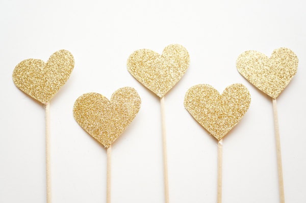 Cake Topper / Cupcake Topper in Sparkly GOLD - Perfect for New Years