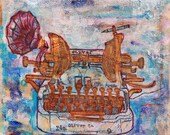 The Fantastic Typographic Phonowriter Machine 6X6 mixed media