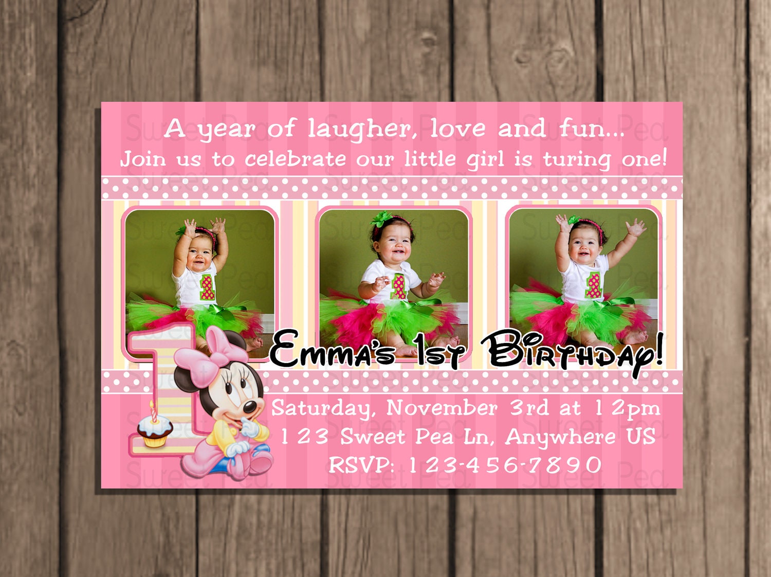Baby Minnie Mouse Invitations With Photo