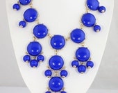HOT SALE Bright Royal Blue Bubble Necklace,Handmade Bib Necklace,Statement Neckalce-BN027