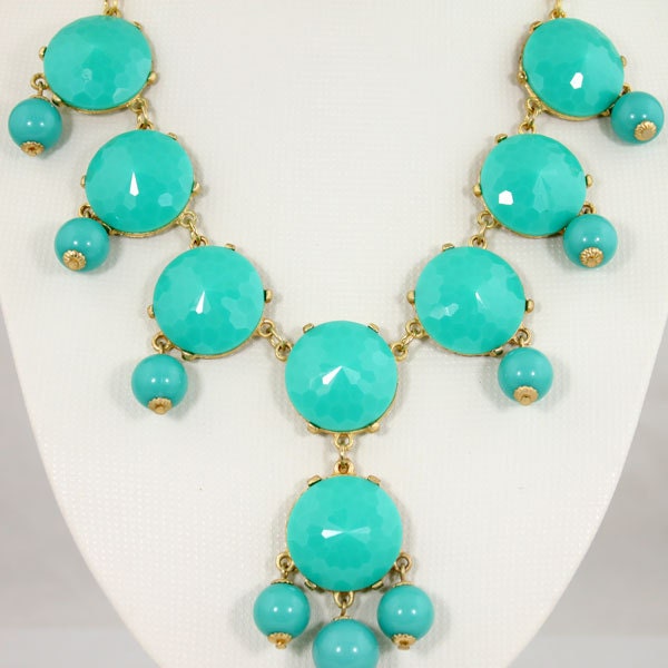 NEW 8 Stone Turquoise Green Bubble Necklace,Handmade Bib Necklace,Bubble Jewelry,Bib Jewelry,Statement Jewelry-BN083