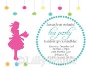 Customized Colorful Tea Party Invitation Alice in Wonderland  baby , bridal shower, birthday invitation - Printable DIY 216