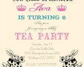Customized Vintage Style Alice in Wonderland Fancy Tea Party baby, bridal shower, birthday invitation - Printable DIY 305