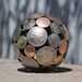 Mini mixed world coin ball, Coin sphere, Metal sculpture ornament