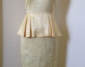 25% sale: Vintage Yellow Peplum Backless Cocktail Dress XS-S