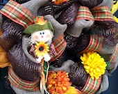 Fall/Thanksgiving deco mesh and burlap wreath
