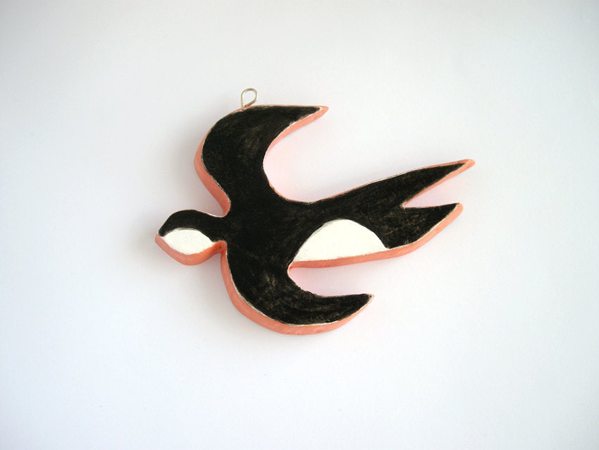 Black swallow - bird wall decor - minimal wall hanging