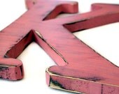 Wooden Letter K (Pictured in Blush) Pine Wood Sign Wall Decor Rustic Americana Country Chic Wedding Photo Prop Nursery Kids Decor