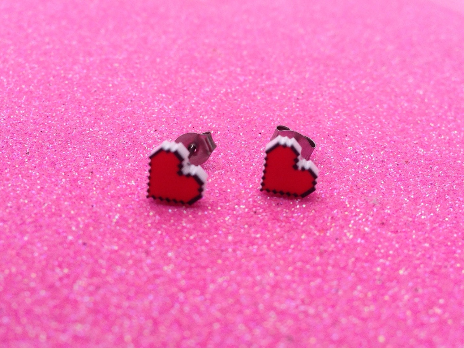 Pixel Heart Stud Earrings - Ge3kedUp