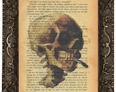 Skull Smoking Vincent van Gogh antique upcycled book page recycled dictionary fine art print vintage print Skull Smoking van Gogh