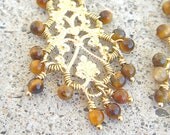 Gold Teardrop Earings Tiger Eye Earrings