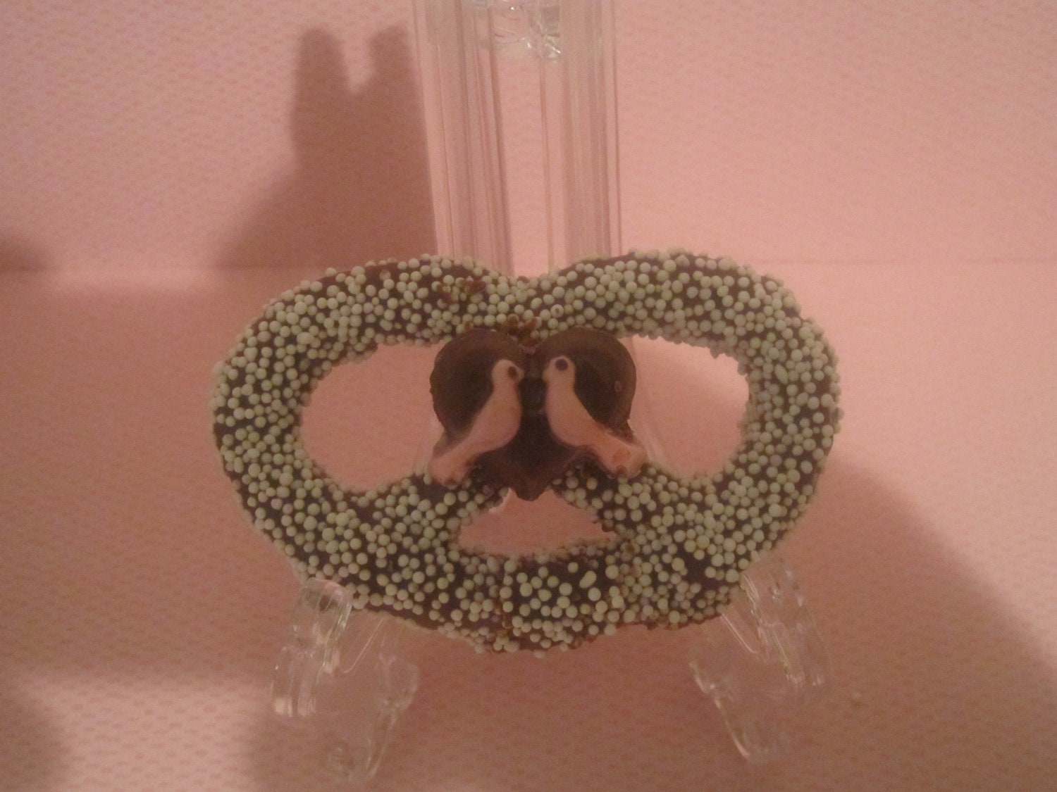 Non Peril Chocolate Covered Love Bird Pretzels         1 dozen