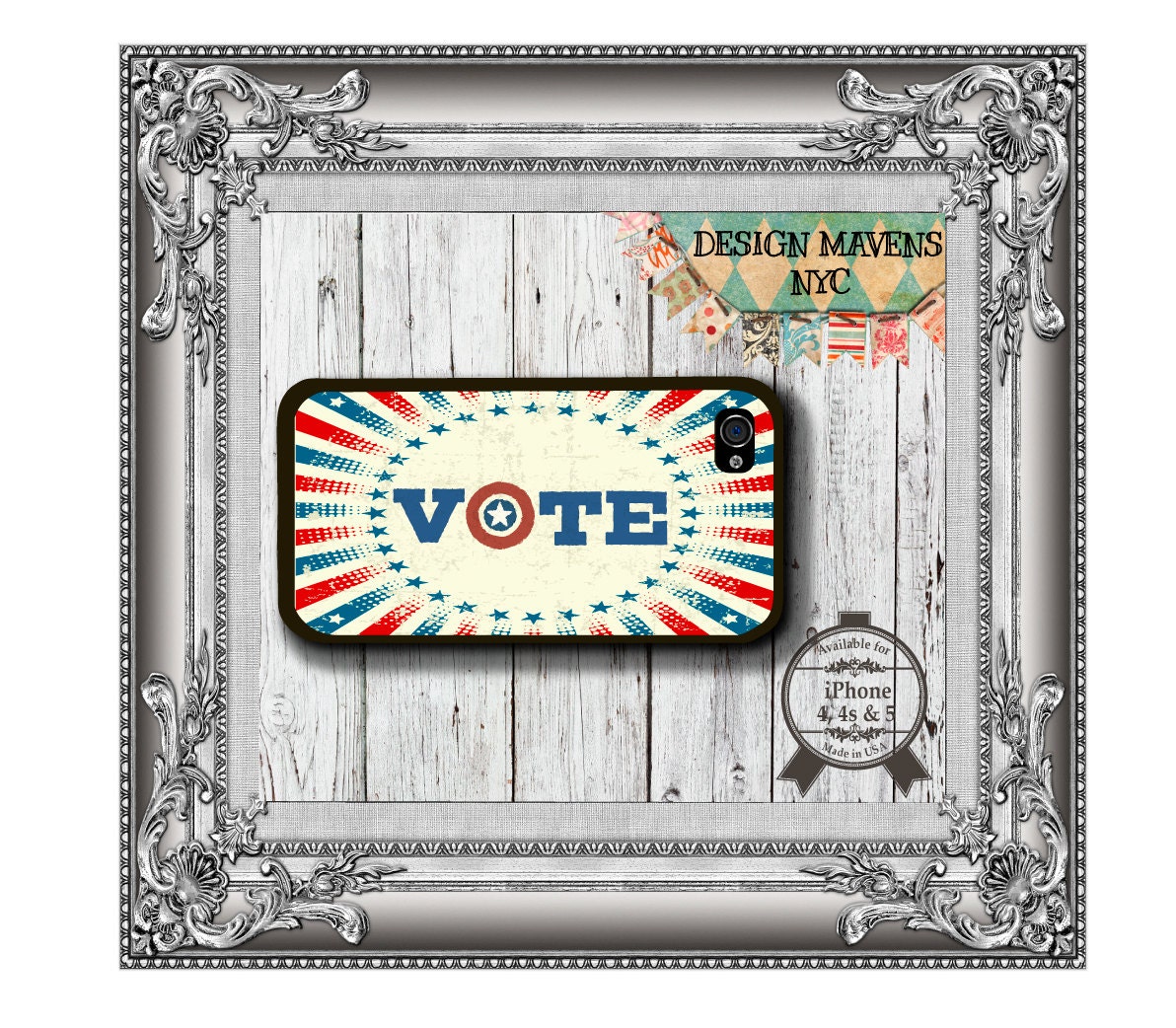 Vote iPhone Case, Hard Plastic iPhone Case, Fits iPhone 4, iPhone 4s & iPhone 5