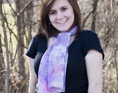 Purple Hand Painted Silk Scarf
