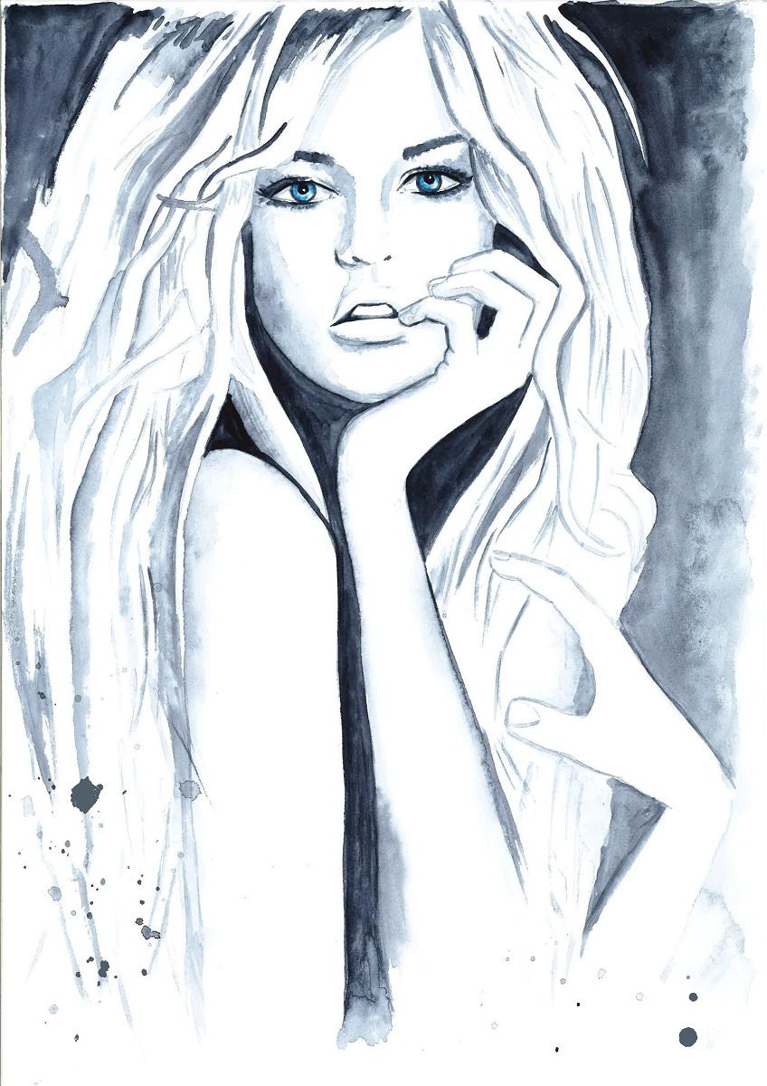 Print from Original Watercolor Fashion Illustration Modern Art Painting titled The World I Live In