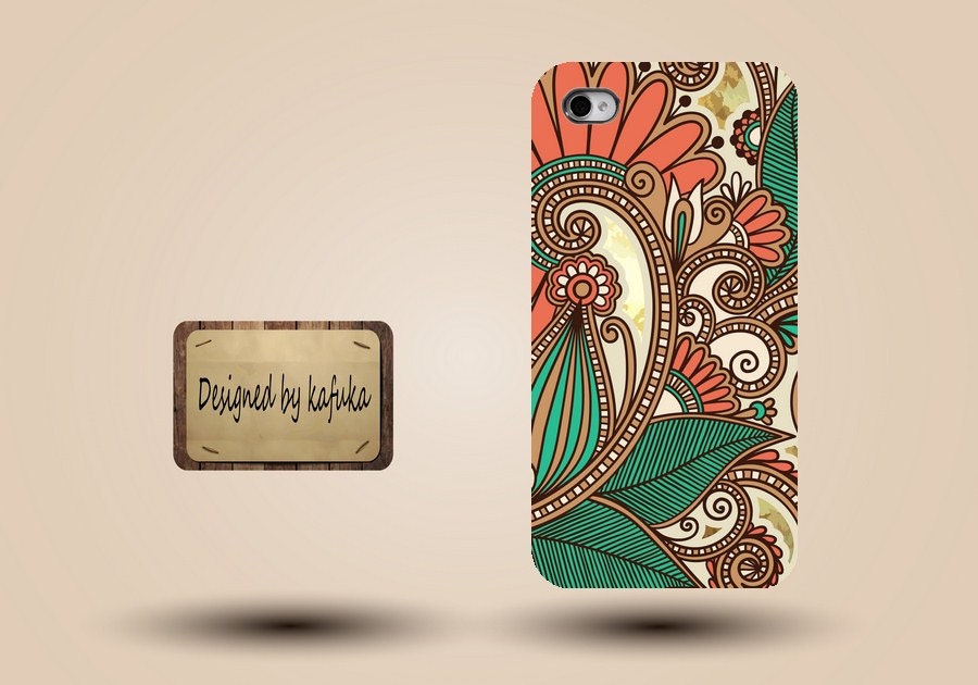 Iphone case, Iphone 4 case, Iphone 4s case, Iphone 5 case, unique handmade hard Plastic case otterbox , yellow  indian floral pattern,p112