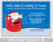 Santa Sleigh: 116 ... Personalized Birthday Party Invitation OR Thank You Card ...Printable / Digital / You Print / DIY / jpg or pdf