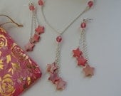 Mother of Pearl Shell Celestial Star Necklace and Earring Set. A88