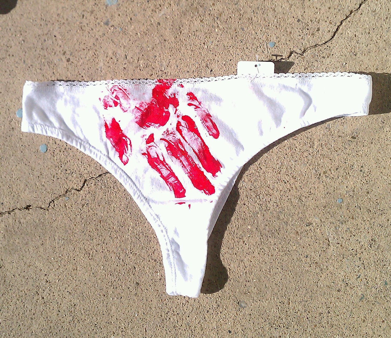 Bloody hand blood splattered thong Panties gift sexy costume size sm med large