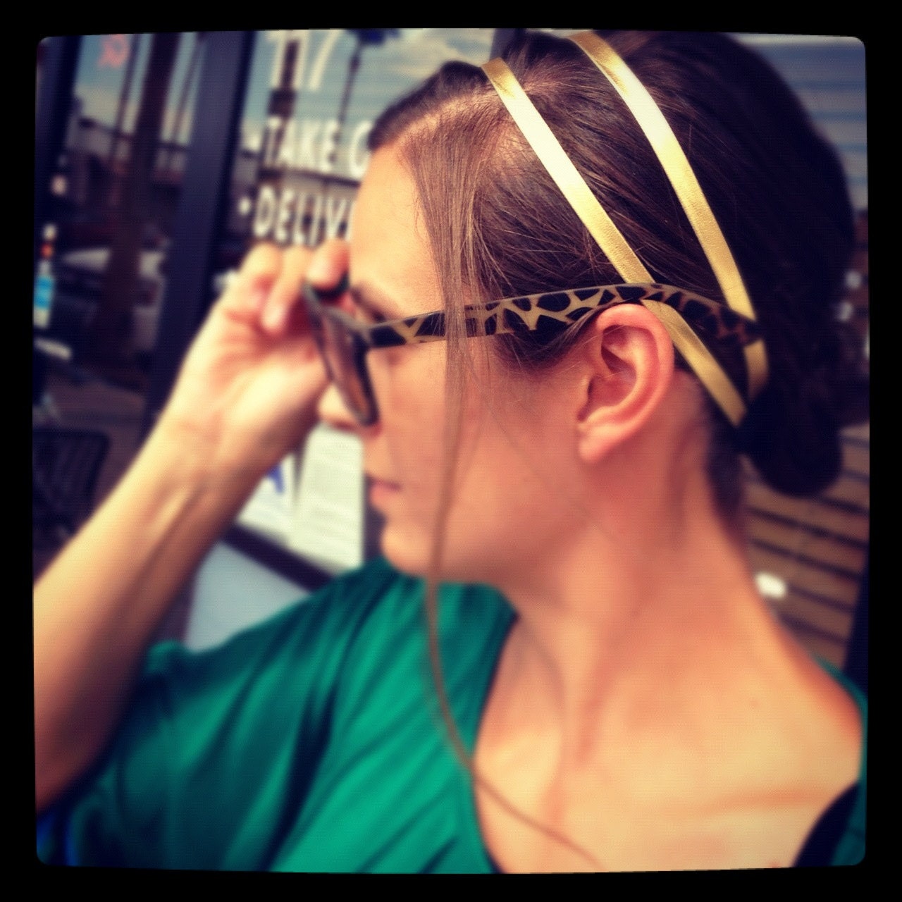 The Julie - Gold Leather Modern Minimalist Headband - Bernielicious The Julie - Gold Leather Modern Minimalist Headband - Bernielicious
