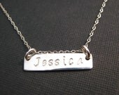 Silver Bar Necklace, Silver Name Necklace, Name Plate Necklace, Personalized Jewelry, Personalized Necklace, Dainty Silver Necklace