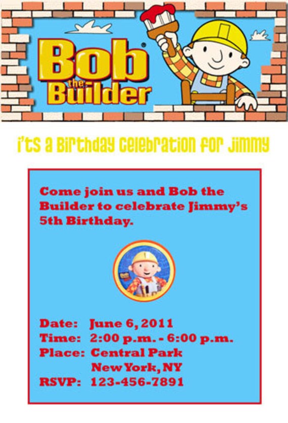 Buy gift tag template and ecards - Bob The Builder Custom Personalized Birthday Card Photo Card