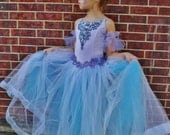 Handmade Ballet Ball Dance Performance Show Costume Tulle TUTU Rose Hair Piece Lilac Princess Beauty Pigeon Flower Girl Dress Size 8-12 y