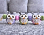 Crochet baby buggy owls mobile