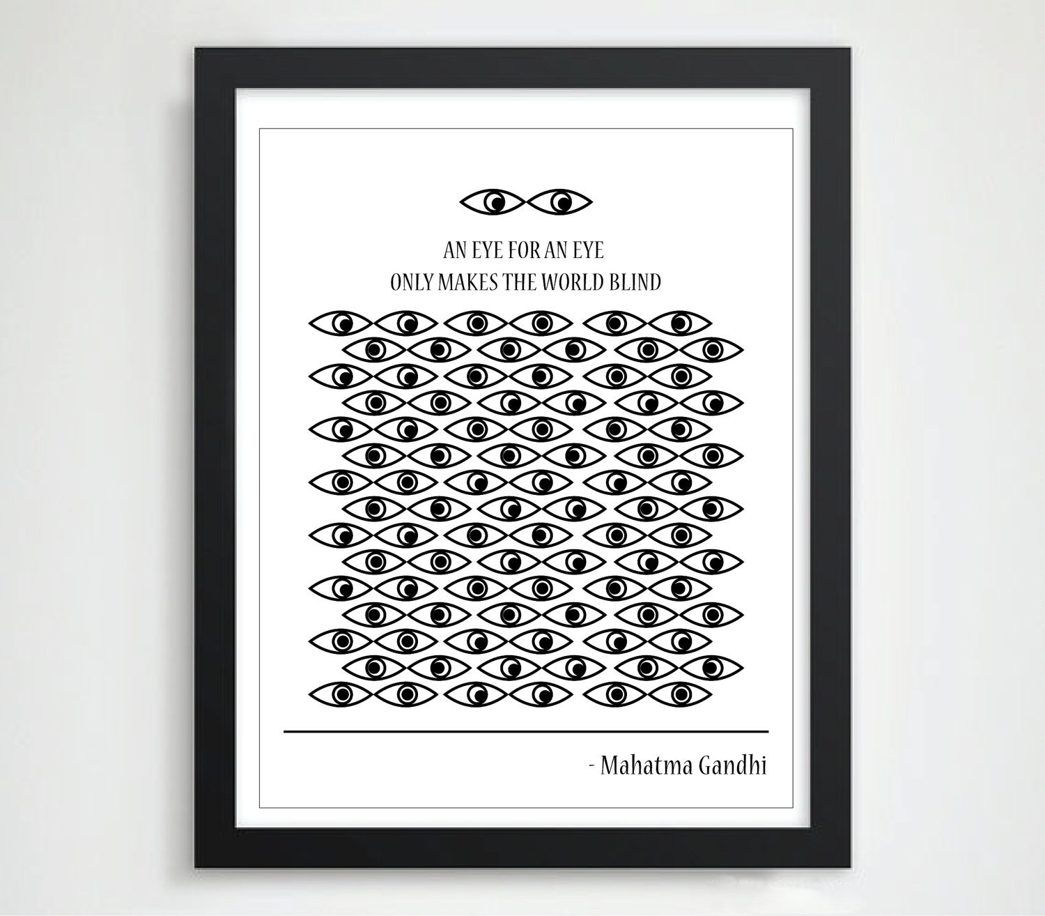 Original Illustration: Gandi Quote Illustration / Art Poster Literature Inspired Art / Wall Dorm Decor Art / Gift for Him Husband 11x14