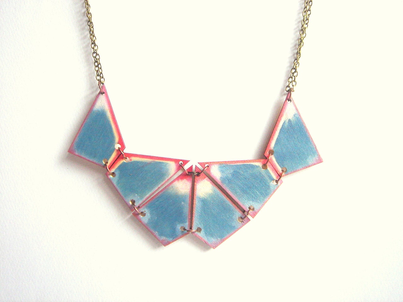 Geometric Necklace, Wood Triangles Necklace,Wood Tribal Necklace,Geometric Jewelry
