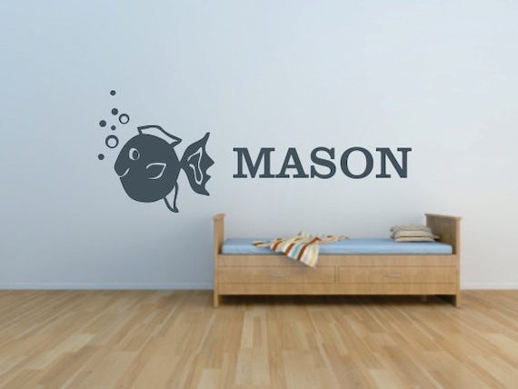 Fish with Bubbles and Custom Name - Vinyl Wall Art Decal