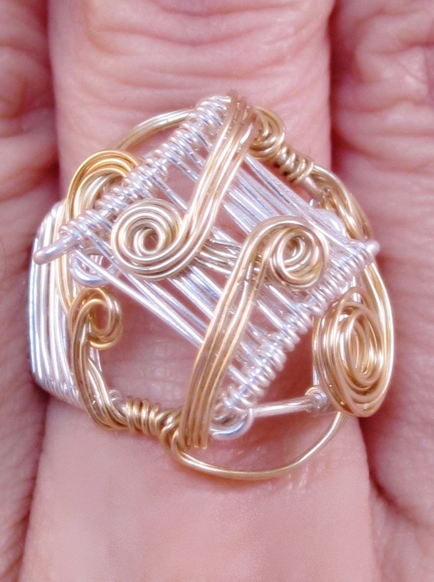 925 Sterling Silver Gold-plated Wire Wrap Ring Handmade Jewelry Gold Plated Men / Women