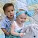 Blue Yellow Pastel Handmade Rag Quilt RQ004