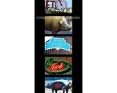 Pike Place Market Seattle print - fruit, fish, flowers and pig photograph, 10x24 , travel photography, UNframed, black background