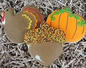 Thanksgiving Trio Hand Decorated Sugar Cookies - 1/2 dozen