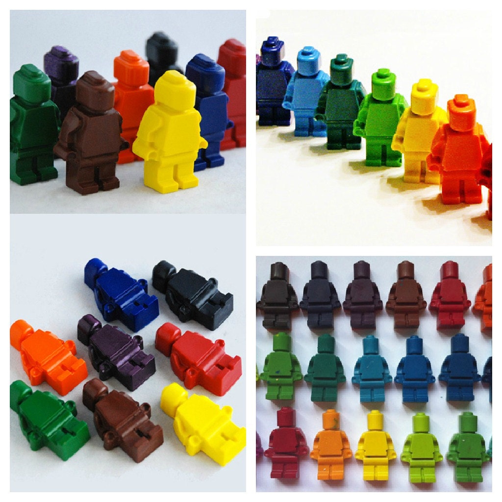 12 Sets of 5 Building Brick Mini Figurine Men or Robot Crayon Party Favors Il_170x135
