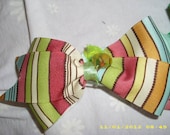 Large multi color Toddler bow, 5" bow hair clip, green, yellow, gold, mauve, lt blue hairclip